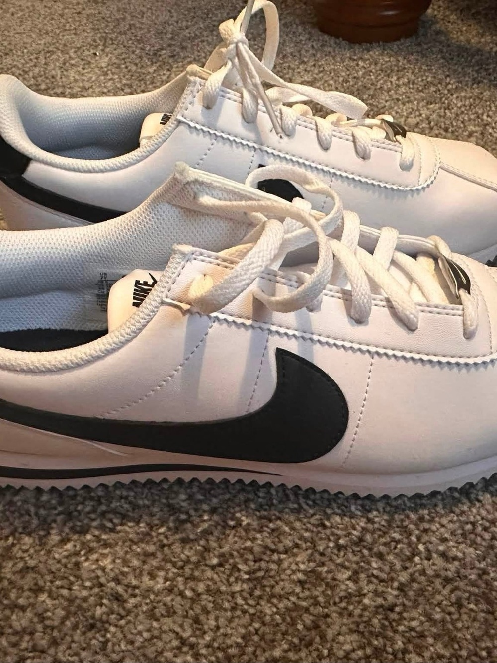 Nike Kids White Sneakers with Black Swoosh - Low Top Lace-Up
